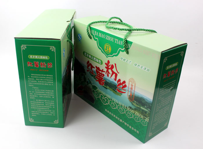 定制禮品包裝盒，長(zhǎng)沙包裝廠力助桃源縣芭茅洲“紅薯粉絲”檔次倍增
